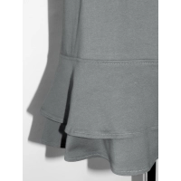 Elegancka Bluzka z falbankami idealna pod żakiet - szara